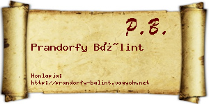 Prandorfy Bálint névjegykártya